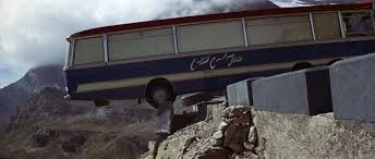 Cliffhanger scene from The Italian Job (1969)